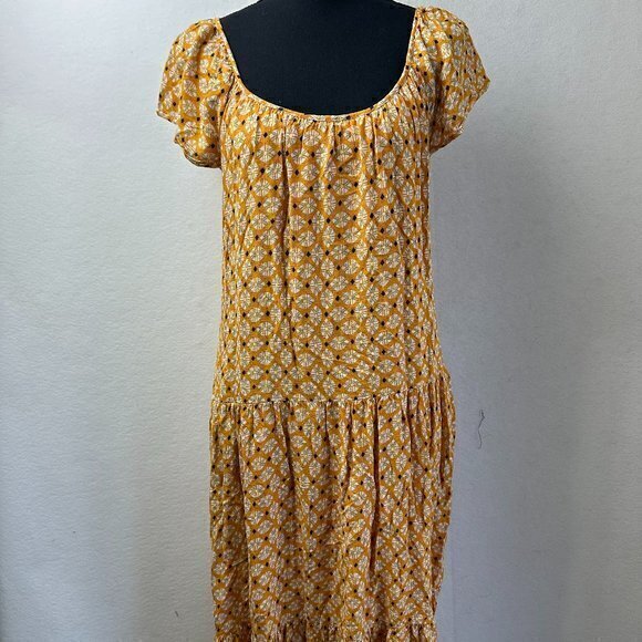 Knox Rose dress‎ women M Flutter Sleeve Tiered midi Orange Pockets lined - Picture 1 of 8